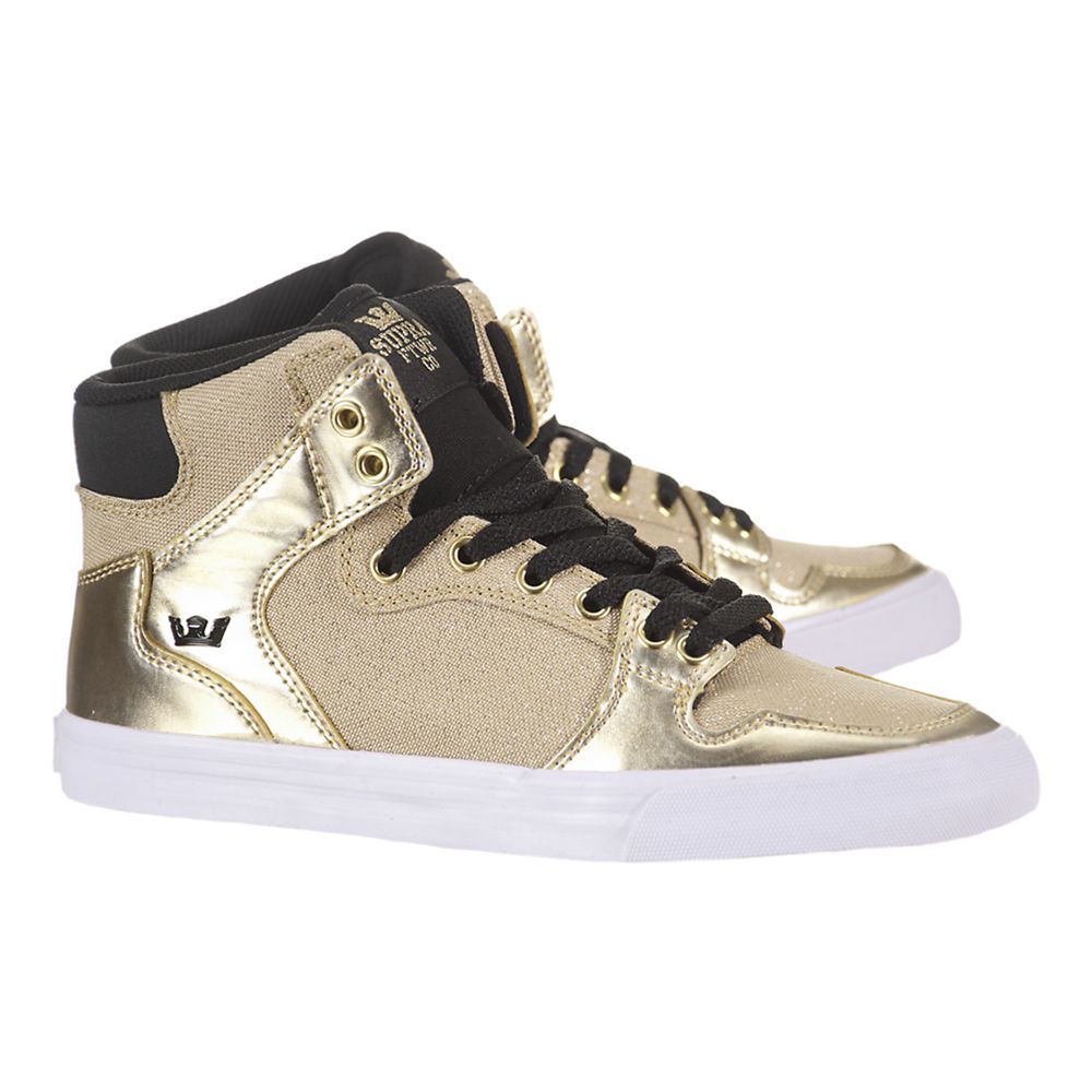 Baskets Montantes Supra Vaider Doré Gold/Black-White Femme | SNQ-48112680